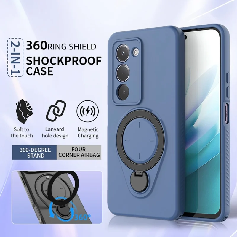 Custodia Magnetica per Xiaomi Redmi 15 4G (UE) (171 mm) / 15 5G (UE) (171 mm) con Supporto Girevole a 360°, Cover in TPU e PC per Telefono - Nero