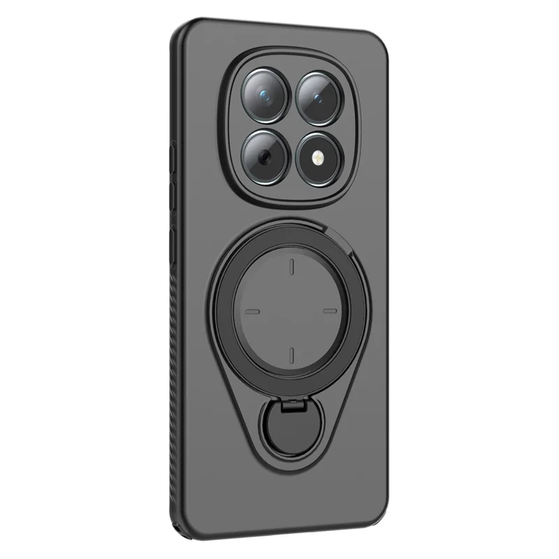 For Xiaomi Redmi Note 15 5G (Global) Magnetic Case Rotating Kickstand TPU PC Phone Cover - Black