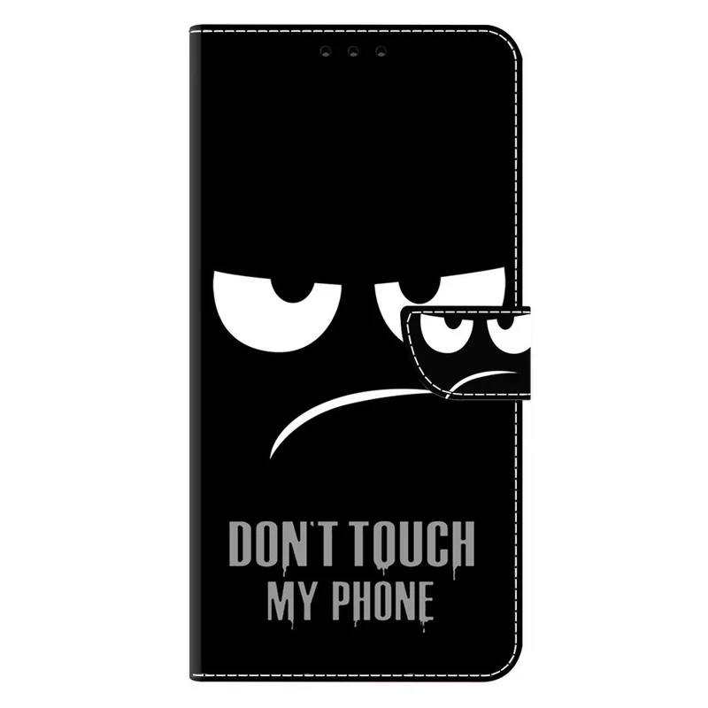 Phone Case For Samsung Galaxy A57 Magnetic Clasp 3D Pattern Leather Wallet Cover - Don't Touch My Phone