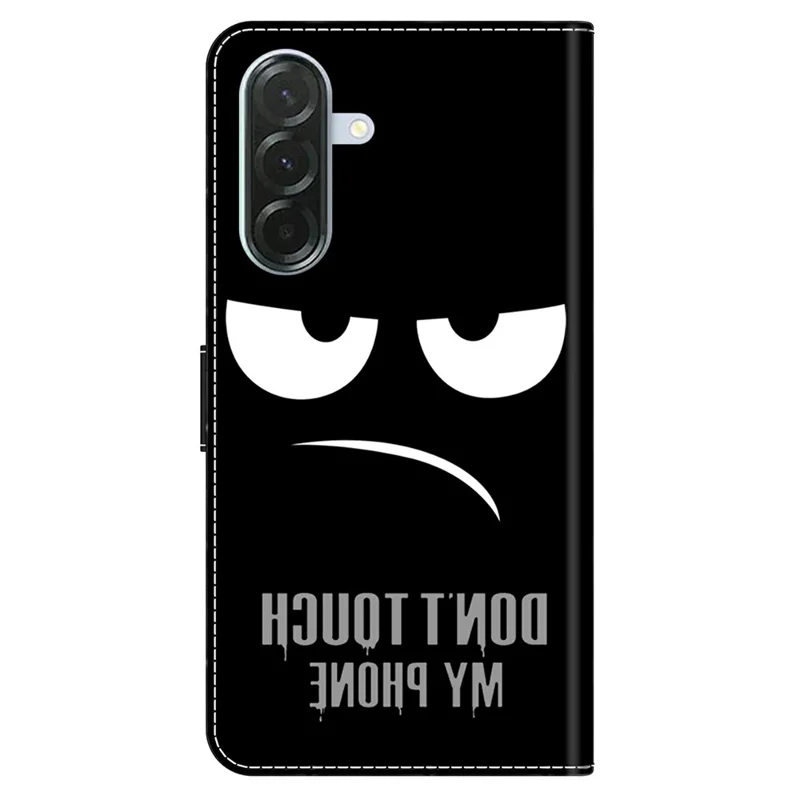 Phone Case For Samsung Galaxy A57 Magnetic Clasp 3D Pattern Leather Wallet Cover - Don't Touch My Phone