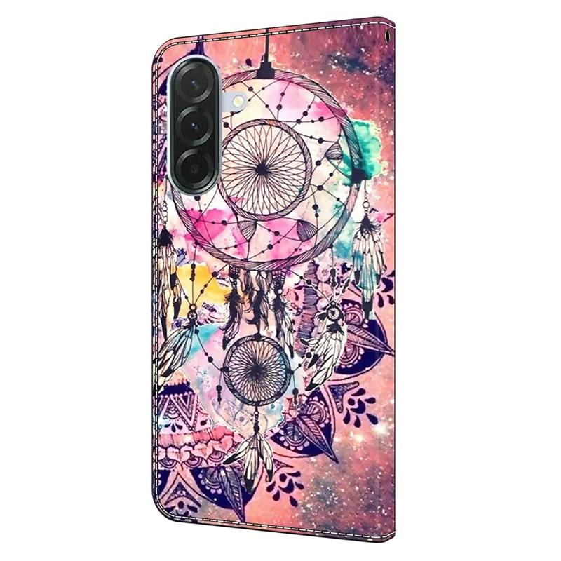 Capa Carteira para Samsung Galaxy A57 com Estampa de Padrão, Capa de Couro com Suporte, Cobertura de Telefone - Chocalho de Vento