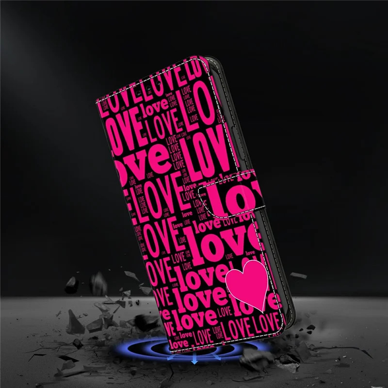 For Samsung Galaxy A37 5G Wallet Case Pattern Printing PU Leather Flip Stand Phone Cover - LOVE