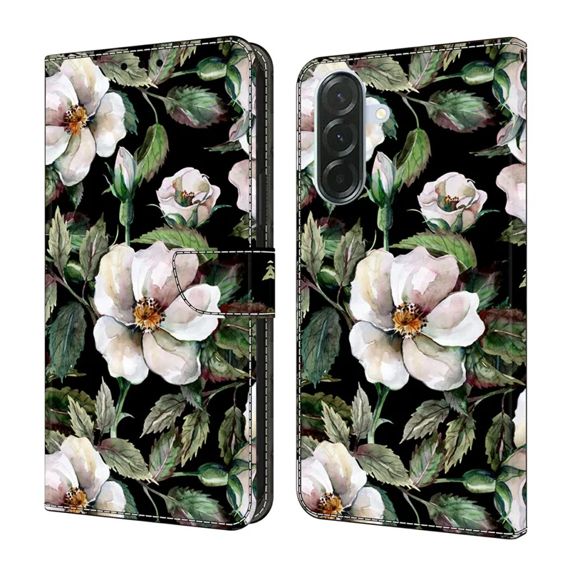 Voor Samsung Galaxy A37 Hoesje Opvouwbare Stand Wallet Patroonbedrukte PU Leren Fliptelefoonhoes - Grote Bloem