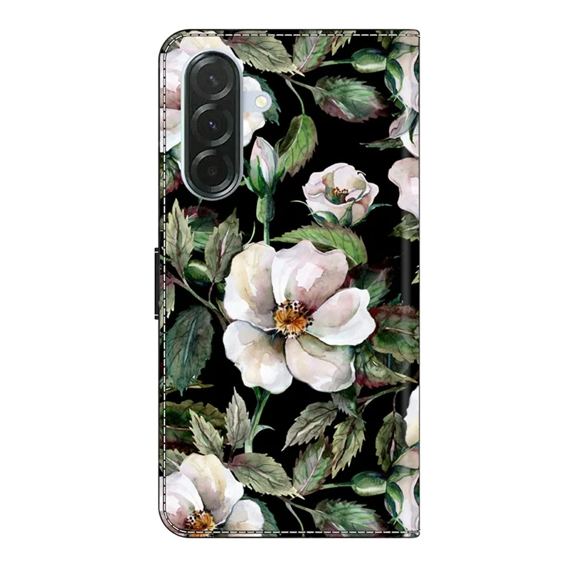 Voor Samsung Galaxy A37 Hoesje Opvouwbare Stand Wallet Patroonbedrukte PU Leren Fliptelefoonhoes - Grote Bloem