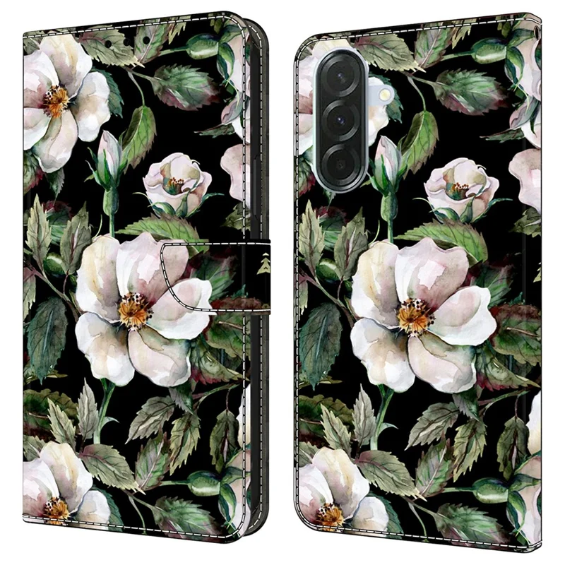 For Samsung Galaxy A57 Case Foldable Stand Wallet Pattern Printing PU Leather Flip Phone Cover - Large Flower