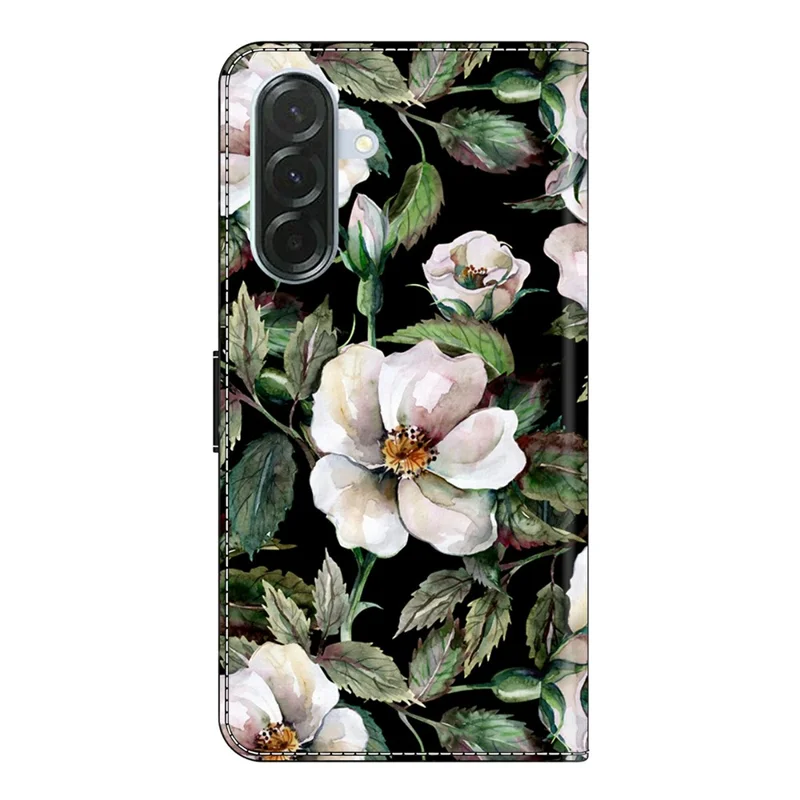 For Samsung Galaxy A57 Case Foldable Stand Wallet Pattern Printing PU Leather Flip Phone Cover - Large Flower