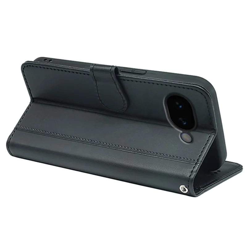 For Google Pixel 10a Wallet Case Magnetic Snap Leather Phone Cover with Strap - Black