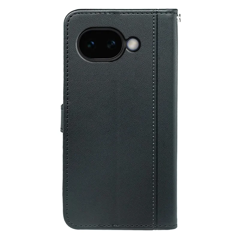 For Google Pixel 10a Wallet Case Magnetic Snap Leather Phone Cover with Strap - Black