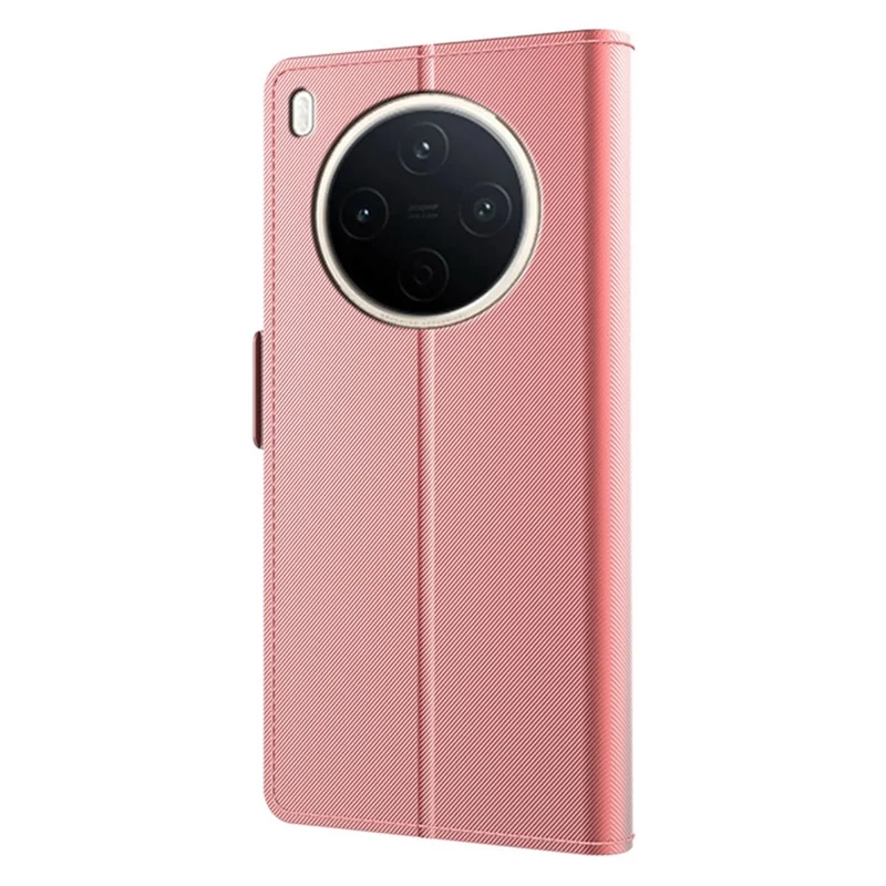 For vivo Y500 Pro 5G Taske Stående PU Læder Telefonbeskyttelse med Kortholder og Spejl - Roséguld