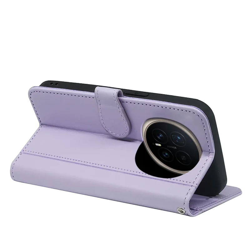 For Honor Magic8 5G Wallet Case Magnetic Snap Leather Phone Cover with Strap - Purple