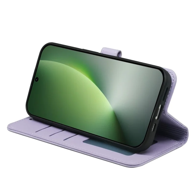 For Honor Magic8 5G Wallet Case Magnetic Snap Leather Phone Cover with Strap - Purple