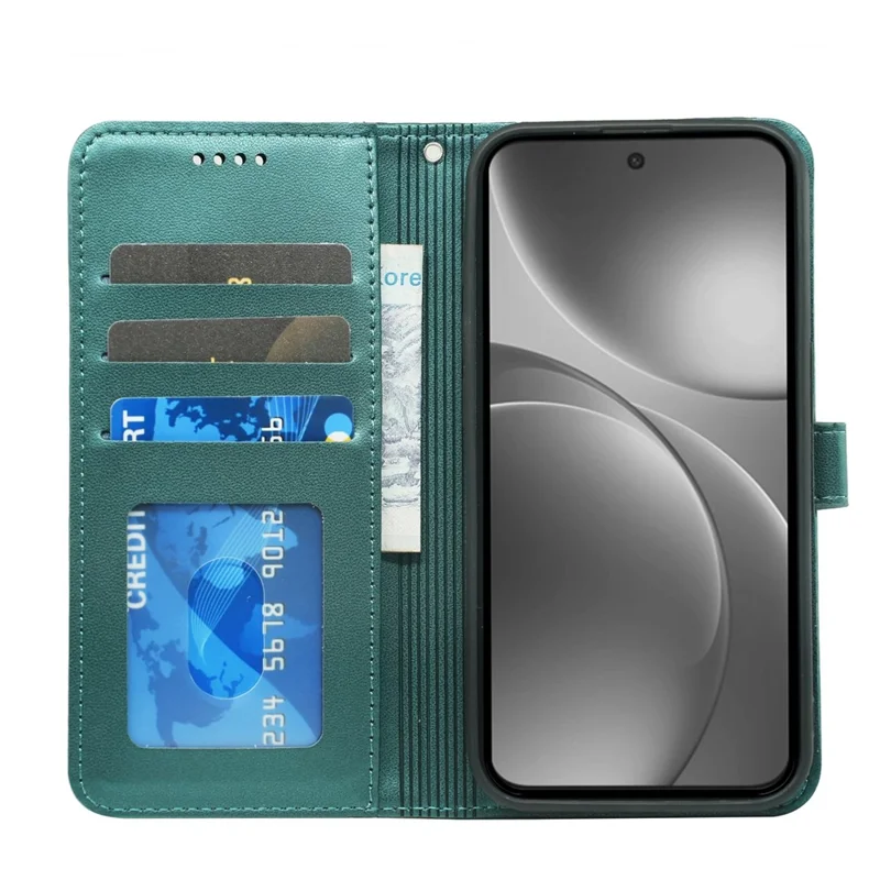 Voor Oppo Find X9 Pro 5G portemonnee hoesje Magnetische sluiting Lederen telefoonhoes met bandje - Groen