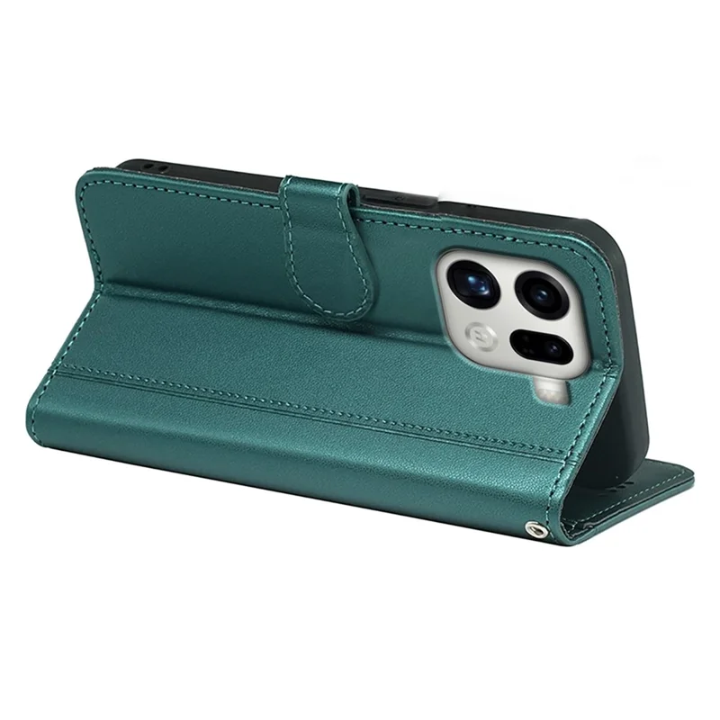 Voor Oppo Find X9 Pro 5G portemonnee hoesje Magnetische sluiting Lederen telefoonhoes met bandje - Groen