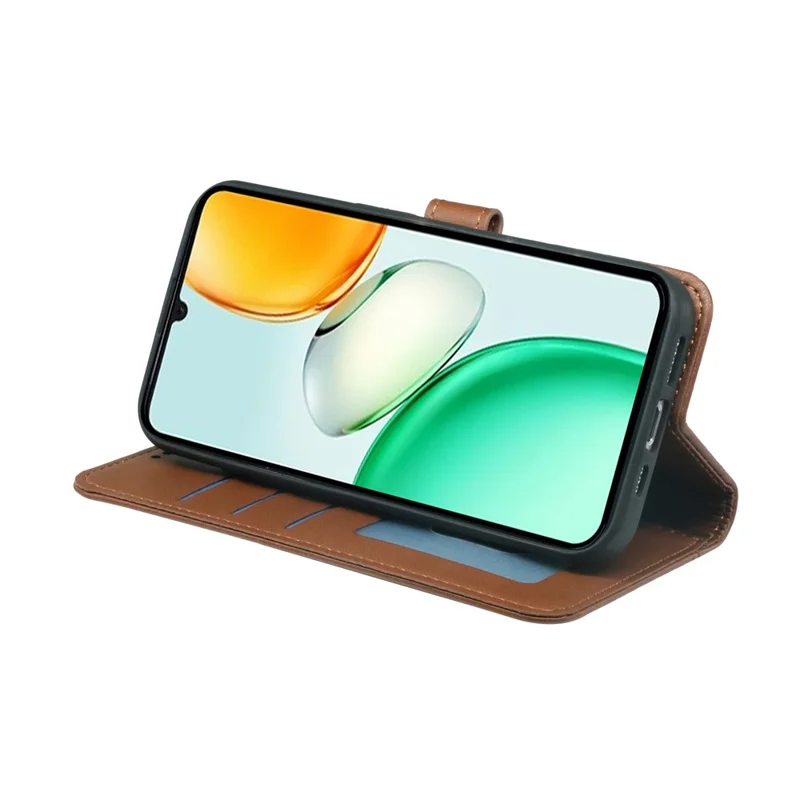 For Honor Play10 4G Wallet Case Magnetic Snap Leather Phone Cover with Strap - Brown