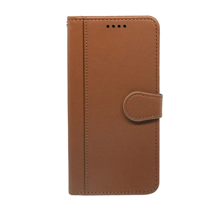 For Honor Play10 4G Wallet Case Magnetic Snap Leather Phone Cover with Strap - Brown