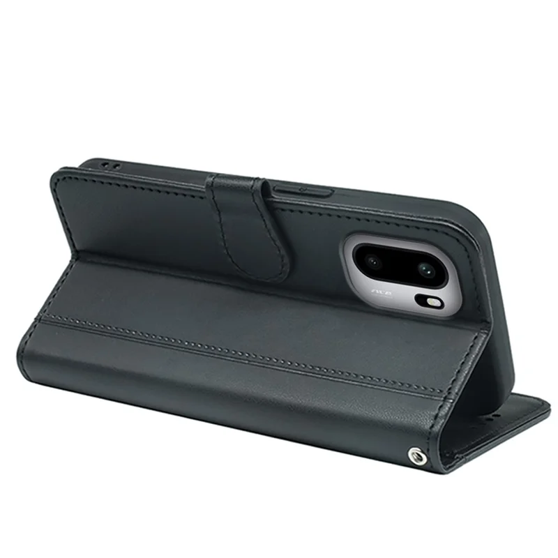 For OnePlus 15R 5G / Ace 6T 5G / Ace 6 5G Wallet Case Magnetic Snap Leather Phone Cover with Strap - Black