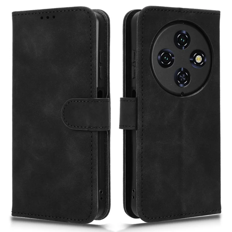 Etui skórzane do Oukitel C5, wrażenie dotyku skóry, antywypadkowe, z portfelem, podstawką, czarny