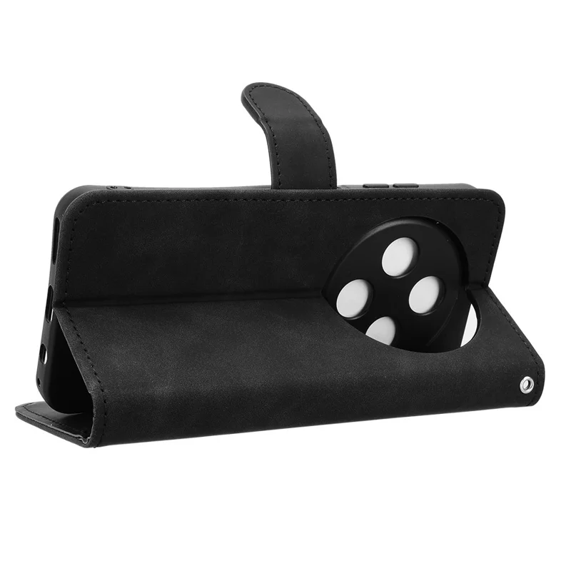 Etui skórzane do Oukitel C5, wrażenie dotyku skóry, antywypadkowe, z portfelem, podstawką, czarny