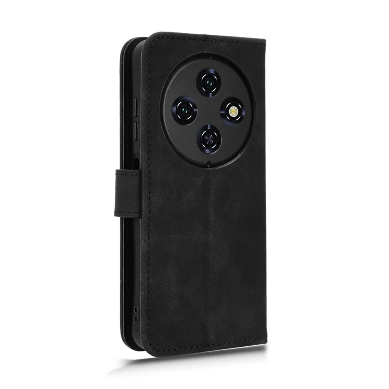 Etui skórzane do Oukitel C5, wrażenie dotyku skóry, antywypadkowe, z portfelem, podstawką, czarny