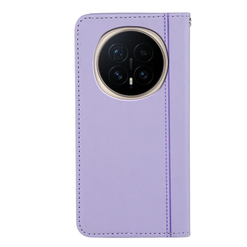 For Honor Magic8 5G Wallet Case Magnetic Closing PU Leather Phone Cover with Wrist Strap - Purple