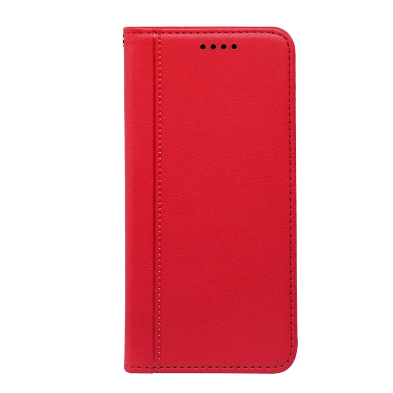 For Oppo Find X9 5G Wallet Case Magnetic Closing PU Leather Phone Cover with Wrist Strap - Red
