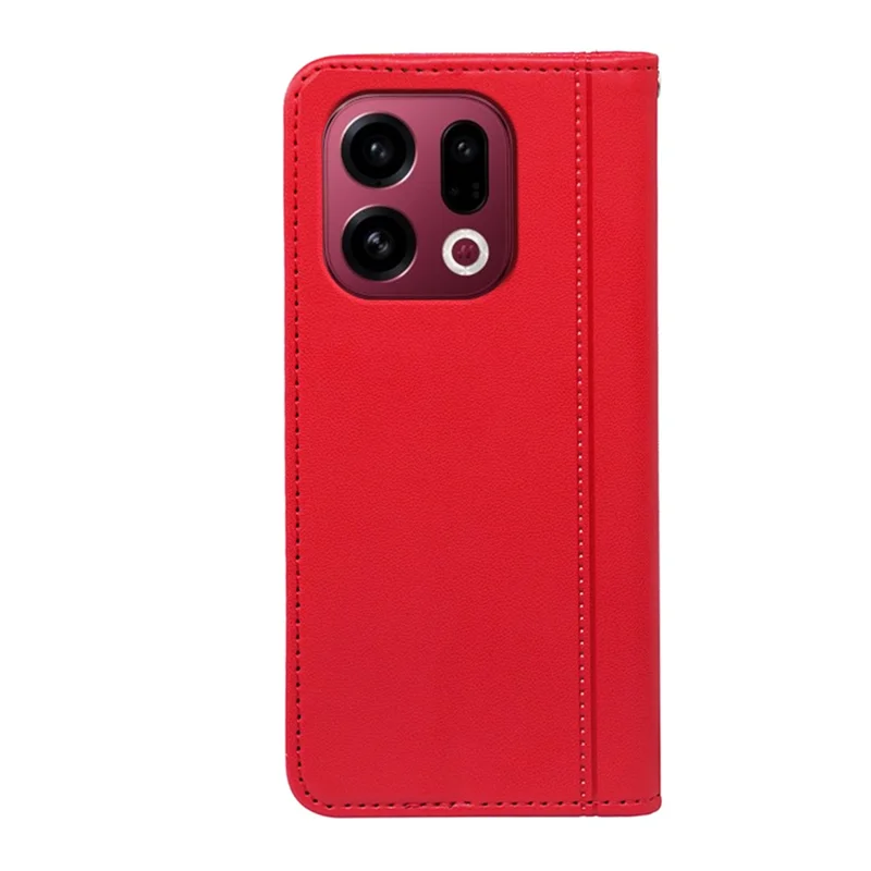 For Oppo Find X9 5G Wallet Case Magnetic Closing PU Leather Phone Cover with Wrist Strap - Red