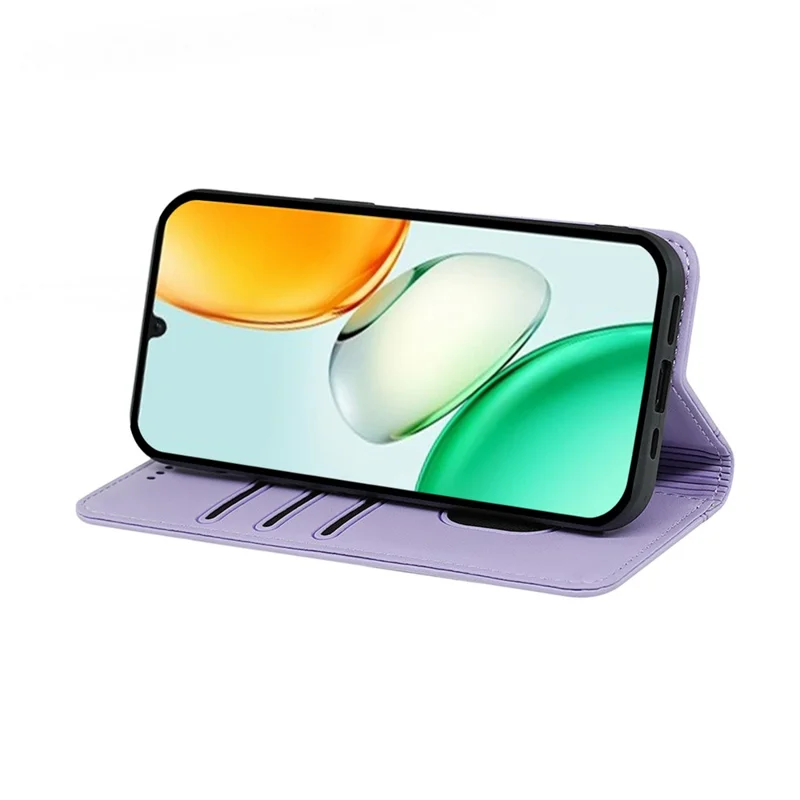 For Honor Play10 4G Wallet Case Magnetic Closing PU Leather Phone Cover with Wrist Strap - Purple