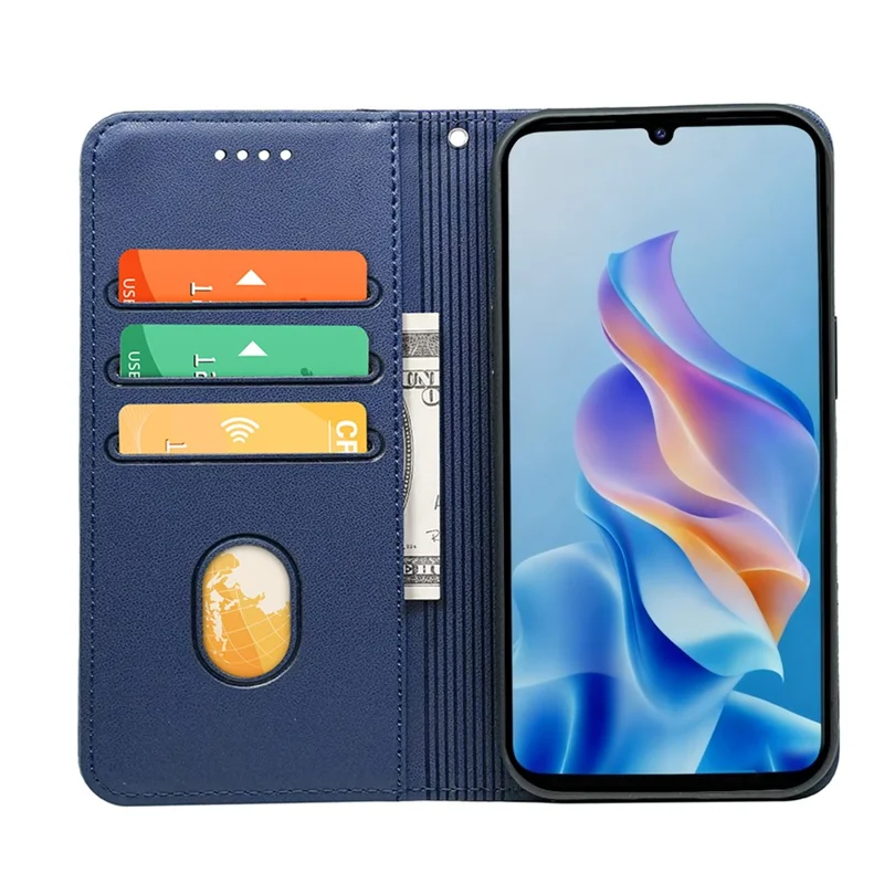 For ZTE Blade A76 5G Wallet Case Magnetic Closing PU Leather Phone Cover with Wrist Strap - Blue
