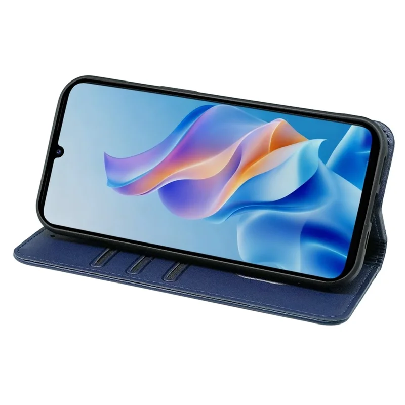 For ZTE Blade A76 5G Wallet Case Magnetic Closing PU Leather Phone Cover with Wrist Strap - Blue