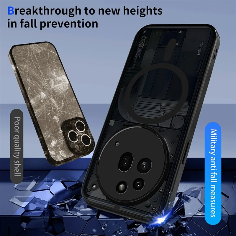 For Nothing Phone (3a) Pro Magnetic Case Skin Touch Matte Translucent PC + TPU Anti-Drop Phone Cover