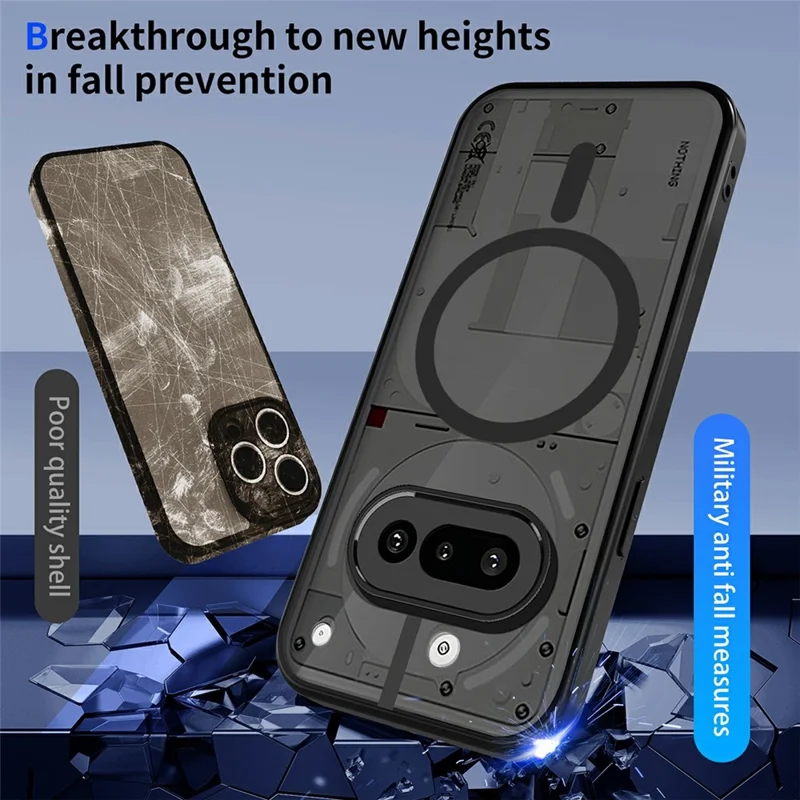 For Nothing Phone (3a) Magnetic Case Skin Touch Matte Translucent PC + TPU Anti-Drop Phone Cover