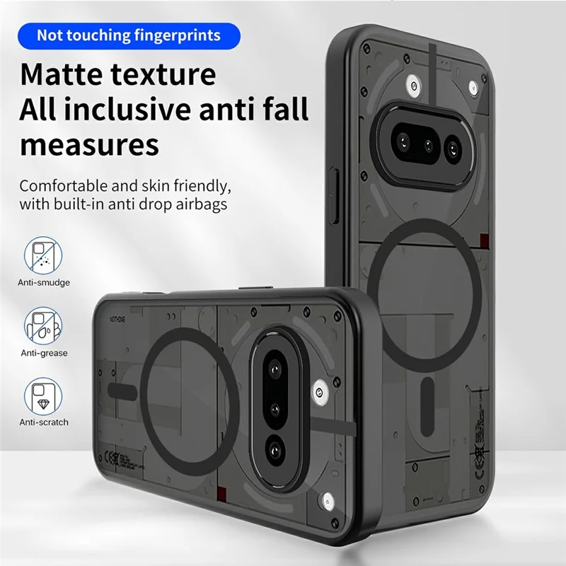 For Nothing Phone (3a) Magnetic Case Skin Touch Matte Translucent PC + TPU Anti-Drop Phone Cover