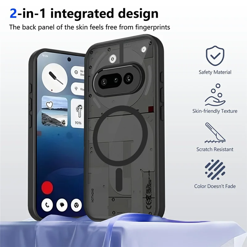 For Nothing Phone (3a) Magnetic Case Skin Touch Matte Translucent PC + TPU Anti-Drop Phone Cover