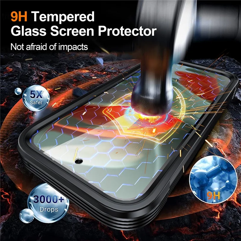 Magnetische Hülle für Google Pixel 10a, PC + TPU-Handyhülle mit gehärtetem Glas-Schutzfolie – Schwarz