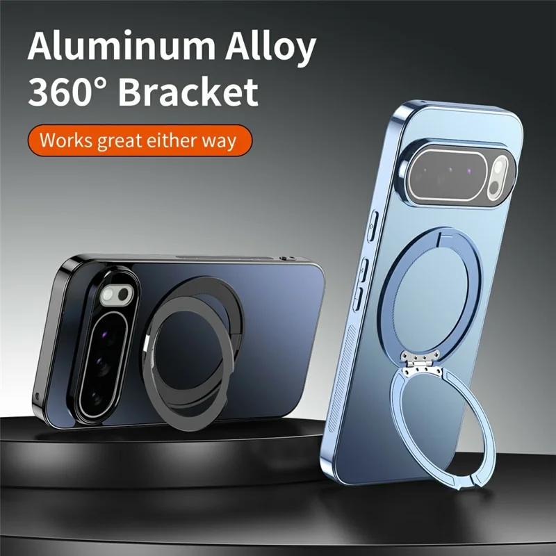 For Google Pixel 10 Pro Magnetic Case 360° Rotatable TPU PC Matte Phone Cover with Tempered Glass -  Black