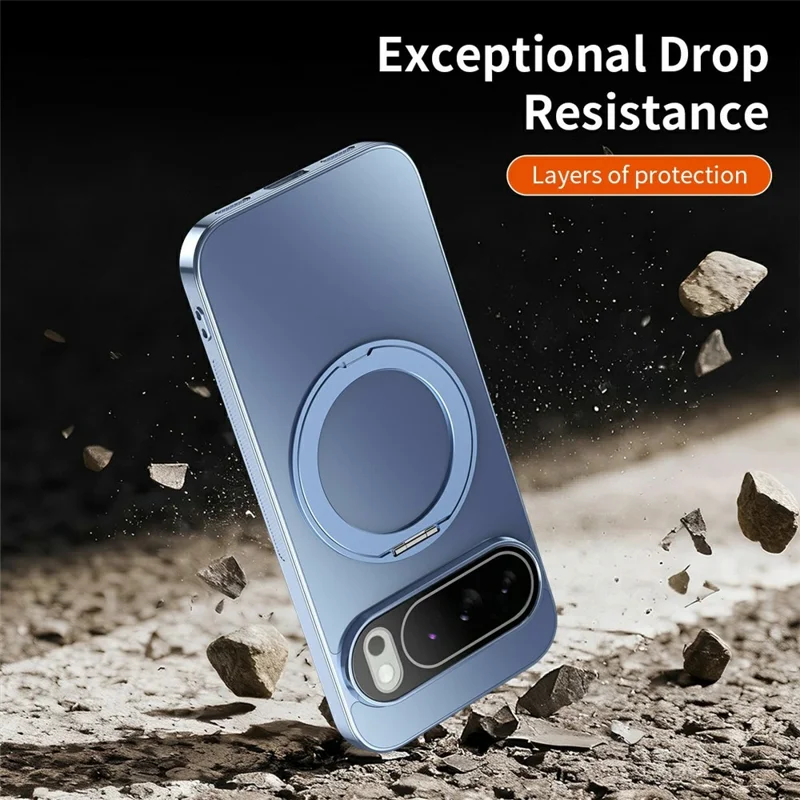 For Google Pixel 10 Pro XL Magnetic Case 360° Rotatable TPU PC Matte Phone Cover with Tempered Glass  - Black