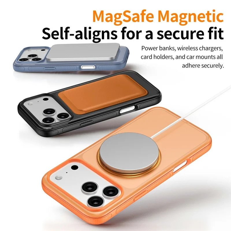 Capa Magnética para iPhone 17 Pro Max Compatível com MagSafe Capa de Telemóvel TPU PC com Rotação 360° com Filme de Vidro Temperado - Laranja Titânio