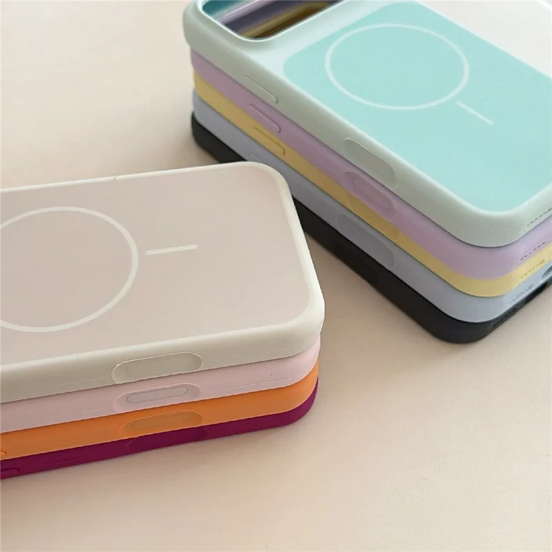 For iPhone 17 Pro Max Magnetic Case Liquid Silicone Shockproof Phone Cover with Tempered Glass Compatible with MagSafe - Orange