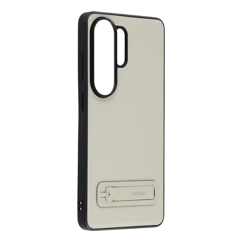X-LEVEL Чехол для Samsung Galaxy S26 Ultra, задняя панель из поликарбоната с покрытием из искусственной кожи, ТПУ, с металлической подставкой - Серый