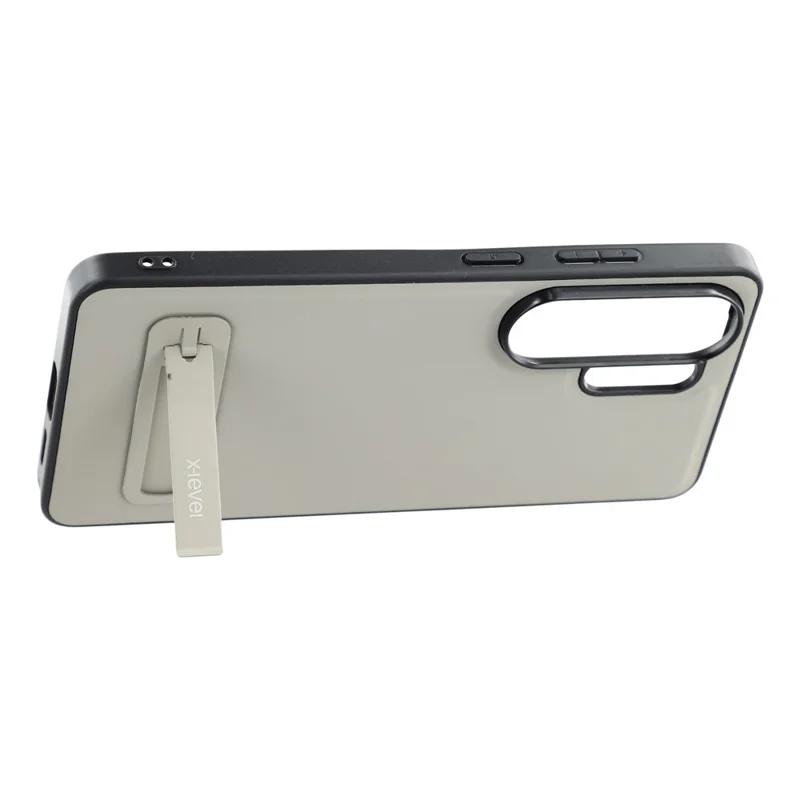 X-LEVEL Чехол для Samsung Galaxy S26 Ultra, задняя панель из поликарбоната с покрытием из искусственной кожи, ТПУ, с металлической подставкой - Серый