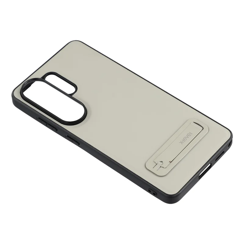 X-LEVEL Чехол для Samsung Galaxy S26 Ultra, задняя панель из поликарбоната с покрытием из искусственной кожи, ТПУ, с металлической подставкой - Серый