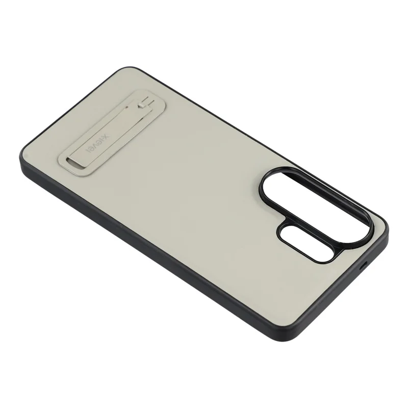 X-LEVEL Чехол для Samsung Galaxy S26 Ultra, задняя панель из поликарбоната с покрытием из искусственной кожи, ТПУ, с металлической подставкой - Серый