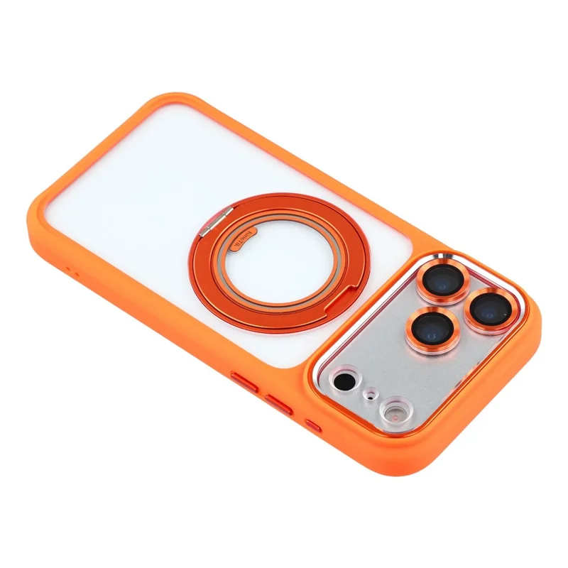 KIGC لجهاز iPhone 17 Pro Max غطاء واقي دوار بمسند TPU PC مقاوم للسقوط مع واقي عدسة - برتقالي