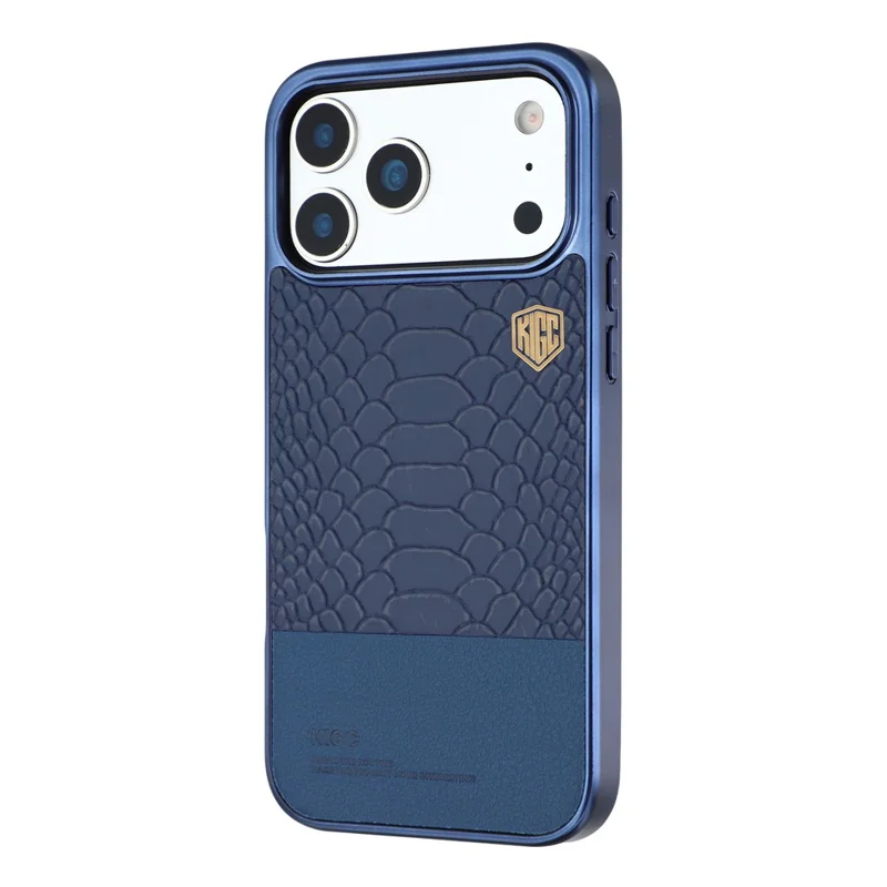 KIGC Capa para iPhone 17 Pro Max Compatível com MagSafe Capa Híbrida com Textura de Crocodilo - Azul