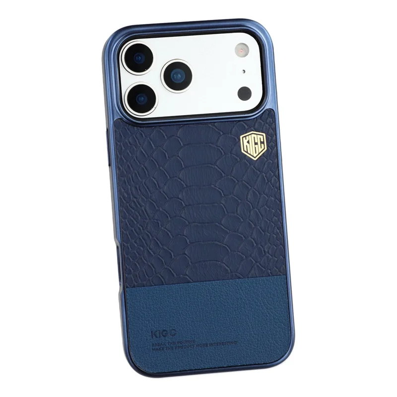 KIGC Capa para iPhone 17 Pro Max Compatível com MagSafe Capa Híbrida com Textura de Crocodilo - Azul