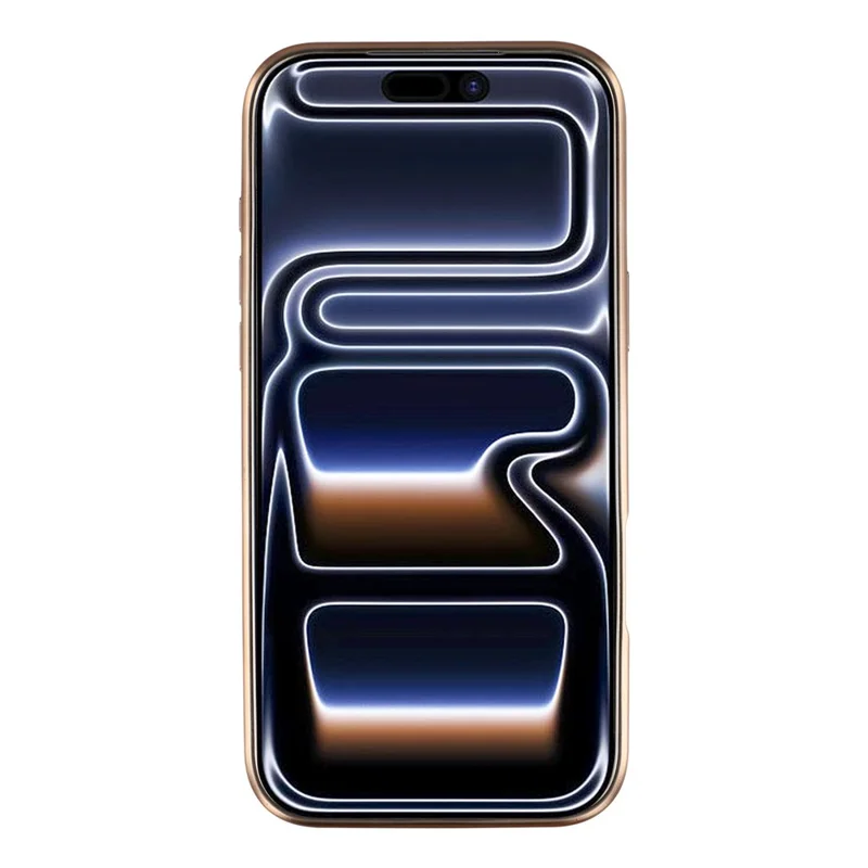 KIGC pour iPhone 17 Pro Max Coque PC + TPU + PU Revêtement Métallique - Or Titanium