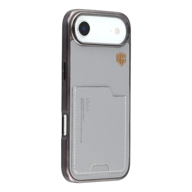 KIGC For iPhone Air Case Leather + PC + TPU Electroplating Phone Cover with Card Holder - Grey