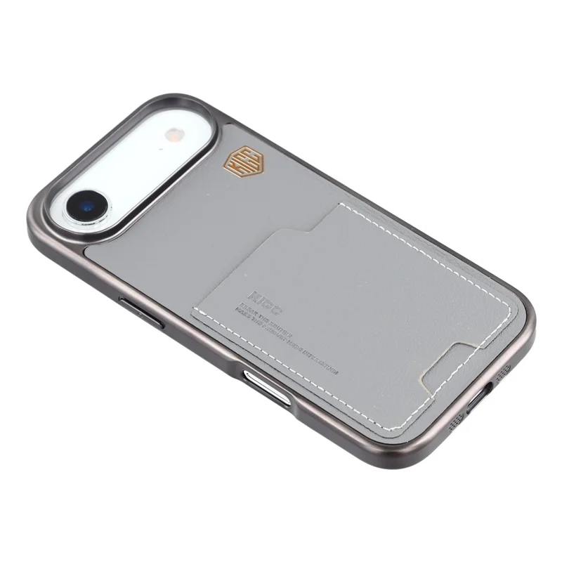 KIGC For iPhone Air Case Leather + PC + TPU Electroplating Phone Cover with Card Holder - Grey