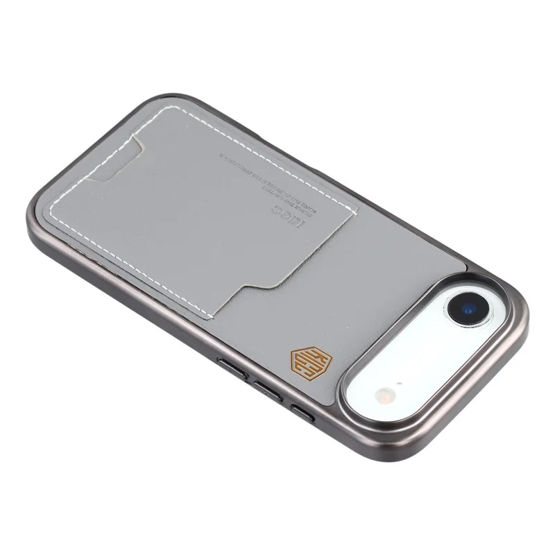 KIGC For iPhone Air Case Leather + PC + TPU Electroplating Phone Cover with Card Holder - Grey