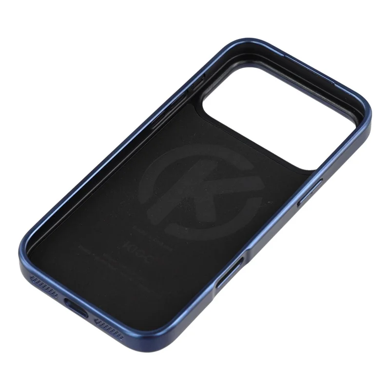 KIGC For iPhone 17 Pro Max Case Leather + PC + TPU Electroplating Phone Cover with Card Holder - Blue